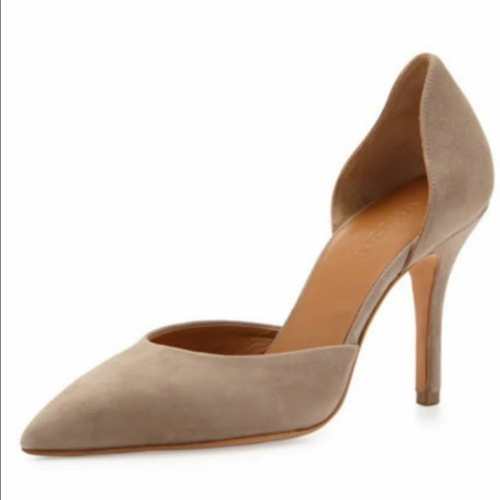 Vince Celeste Taupe Suede Leather D'orsay Pumps